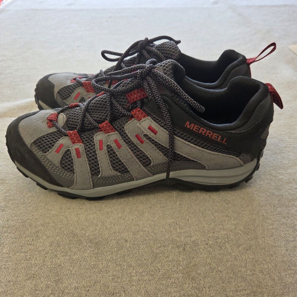 Merrell Alverstone 2 Mens Hiking Shoes Size 10.5 Black Grey Red Outdoorsy